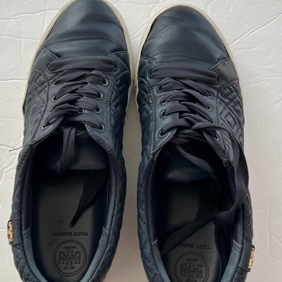 Women Tory Burch Navy Leather sneakers  - size 8 - Picture 1 of 12